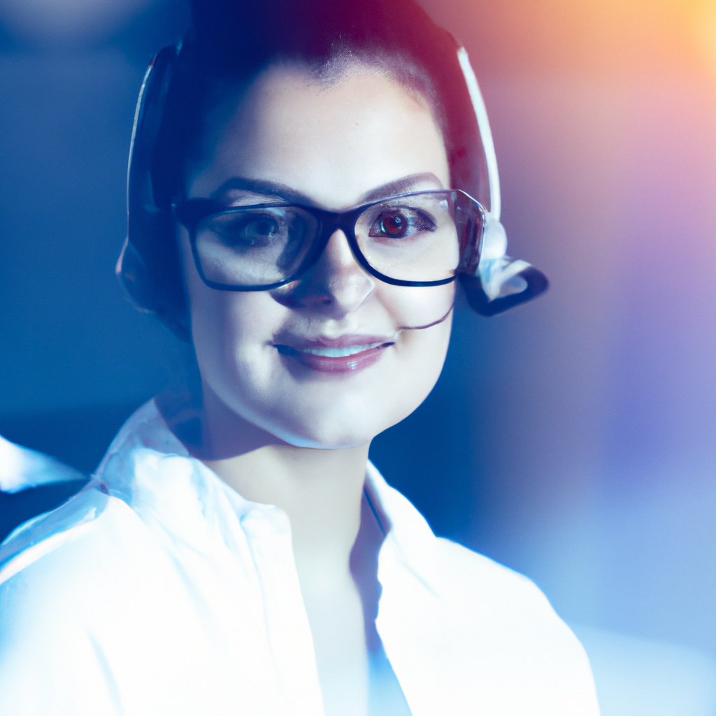 Conseillère support avec casque dans un bureau lumineux