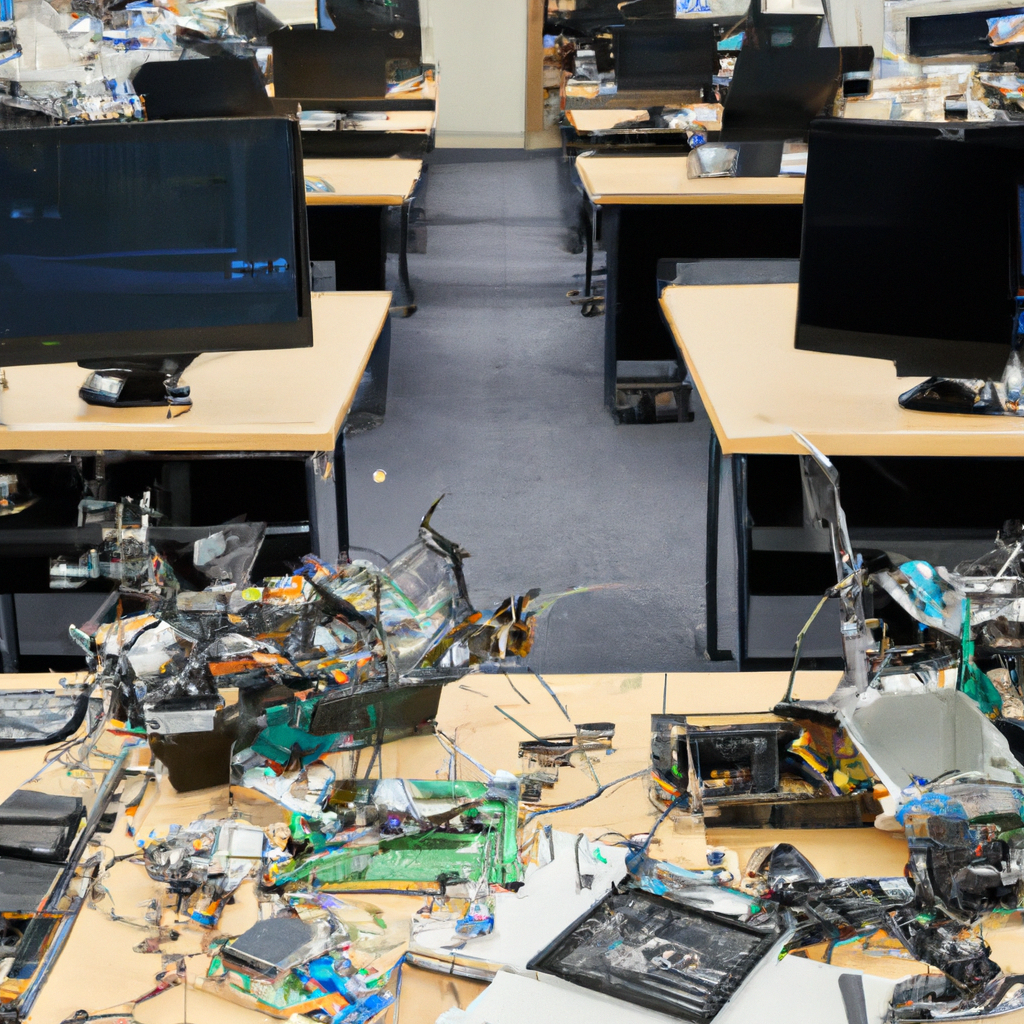 Atelier de robotique minimaliste avec élèves construisant un rover, vue océanique, archipel, lumière naturelle, outils de précision, cartes électroniques et bras robotisés sur table blanche
